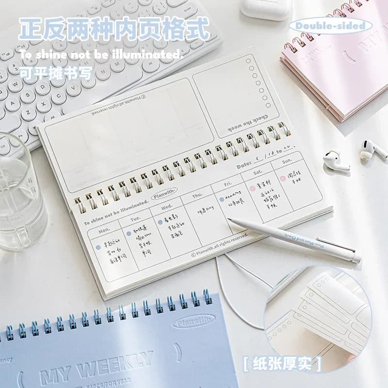 Agenda settimanale Planner Libro Blocco note Kawaii Nucleo interno a doppia faccia Incontra piano annuale Notebook Memorandum Facile da trasportare