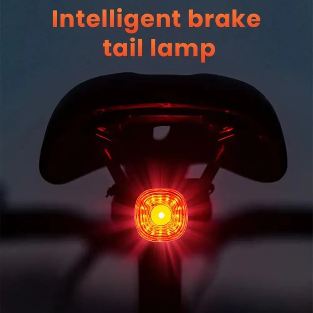 Rechargeable Smart LED Bike Brake Tail Light IP66 Waterproof Induction Mountain Helmet Warning Light Stop Signal Dustproof