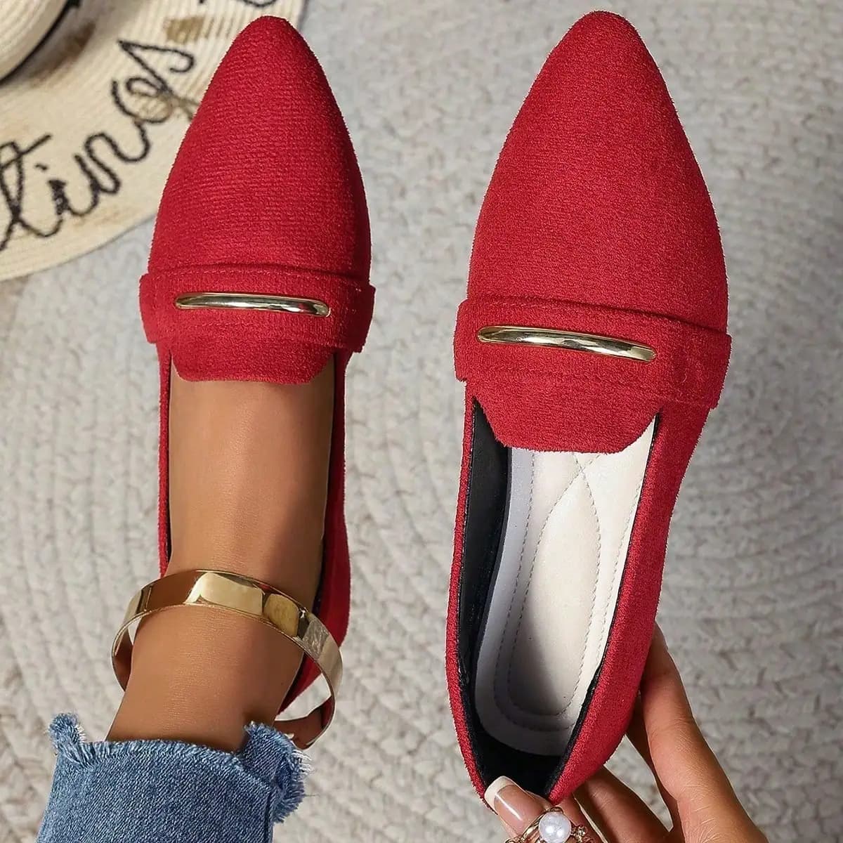 Fashion designer Summer Loafers Flats Pointed Toe Casual Women Shoes Office Comfortable Walking Zapatos De Mujer Wear-resisting