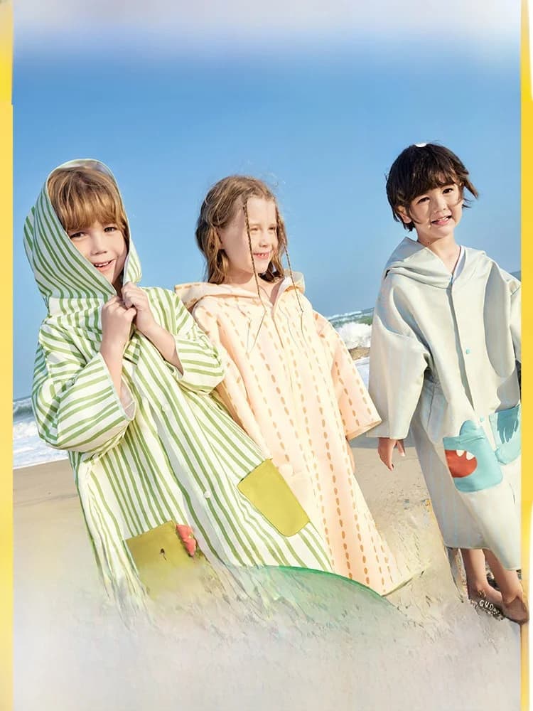 Kocotree Children's Bath Towel Quick Dry Beach Sunscreen Swimming Robe Baby Beach Towel Lightweight Polyester Cartoon Design