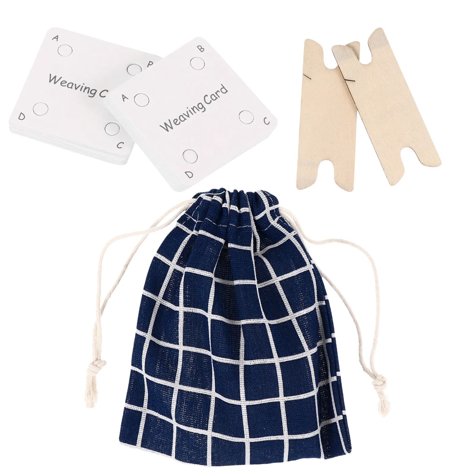 1Set Weaving Cards Set Includes Paper Loom Cards Shuttles Cloth Bag DIY Craft Tools for Loom Weaving Rope Craft Supplies