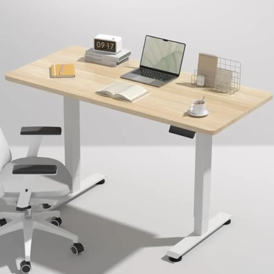 Scrivania Elettrica Regolabile in Altezza 47,2 Pollici, Scrivania Sit-Stand con Piano in Legno per Ufficio, Casa, Computer, Gaming e Scrittura
