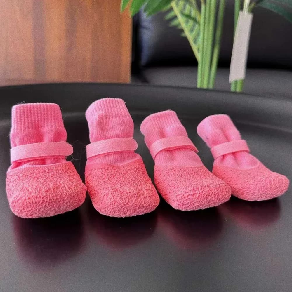4PCS Waterproof Dog Mesh Shoes Breathable Adjustable Dog Foot Cover Comfortable Wear Resistant Pet Paw Protector Rainy Days