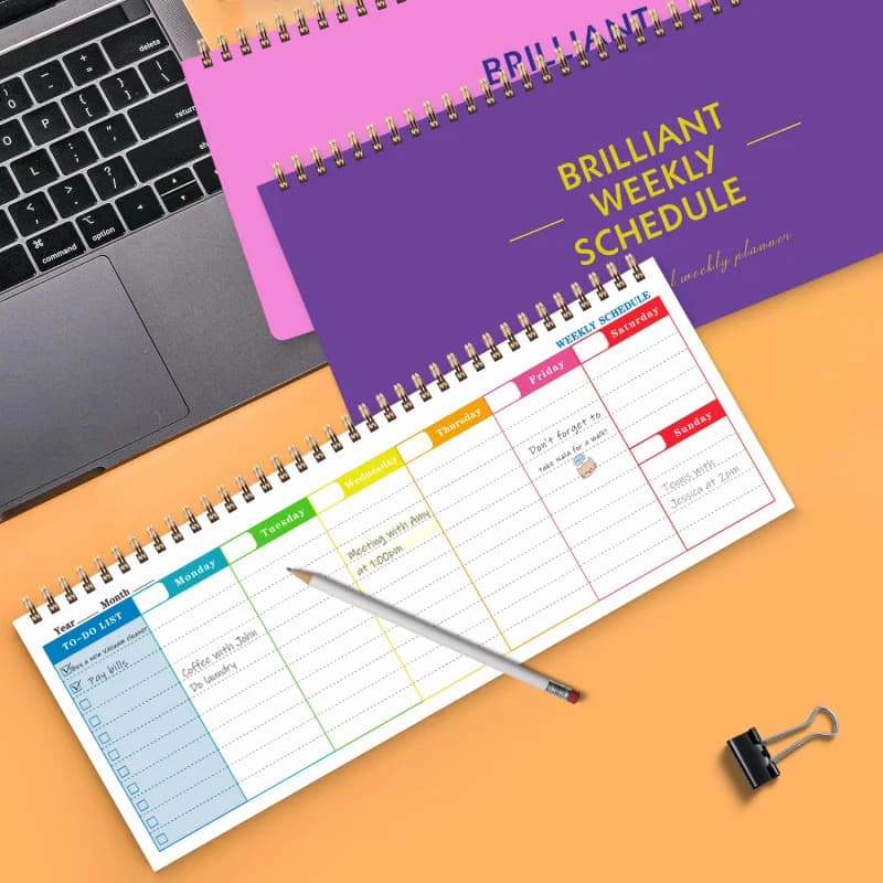 Agenda Settimanale a Spirale, Quaderno A5 per Pianificazione Giornaliera, Settimanale e Mensile, Blocco Note per ADHD, Lavoro, Ufficio, Lista delle Cose da Fare, per Donne, Uomini e Studenti