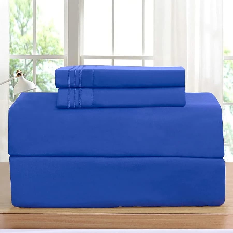 4-Piece 1500 Series Bed Sheets Soft Comfortable Perfect for Any Bedroom King Royal Blue
