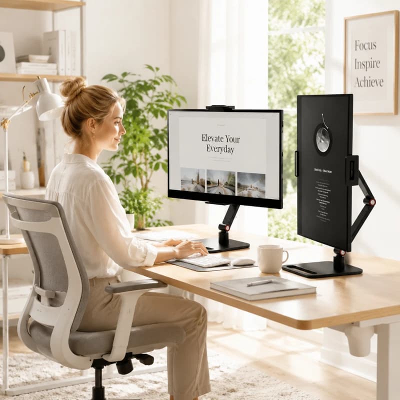 Portable Expandable Monitor Holder, Adjustable Clamp Stand for Laptop, Desktop Gaming and Phone, Vertical Screen Compatible