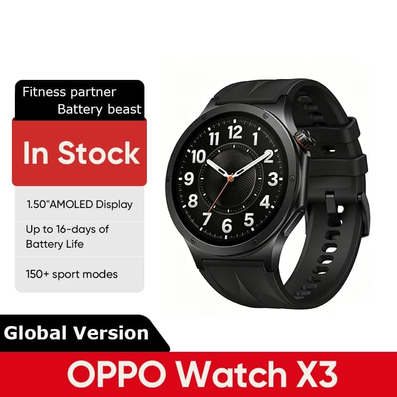 Smartwatch OPPO Watch X3 Versione Globale, Cassa in Lega di Titanio Ultra-Leggera, Display AMOLED LTPO da 1,50'', 16 Giorni di Autonomia, NFC, IP68