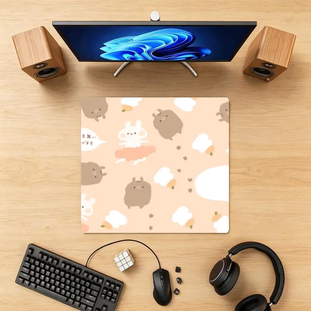 Tappetino per mouse Healing Cat con illustrazione di animali domestici, simpatico cartone animato, antiscivolo, per ufficio, gaming, tappetino da tavolo generale
