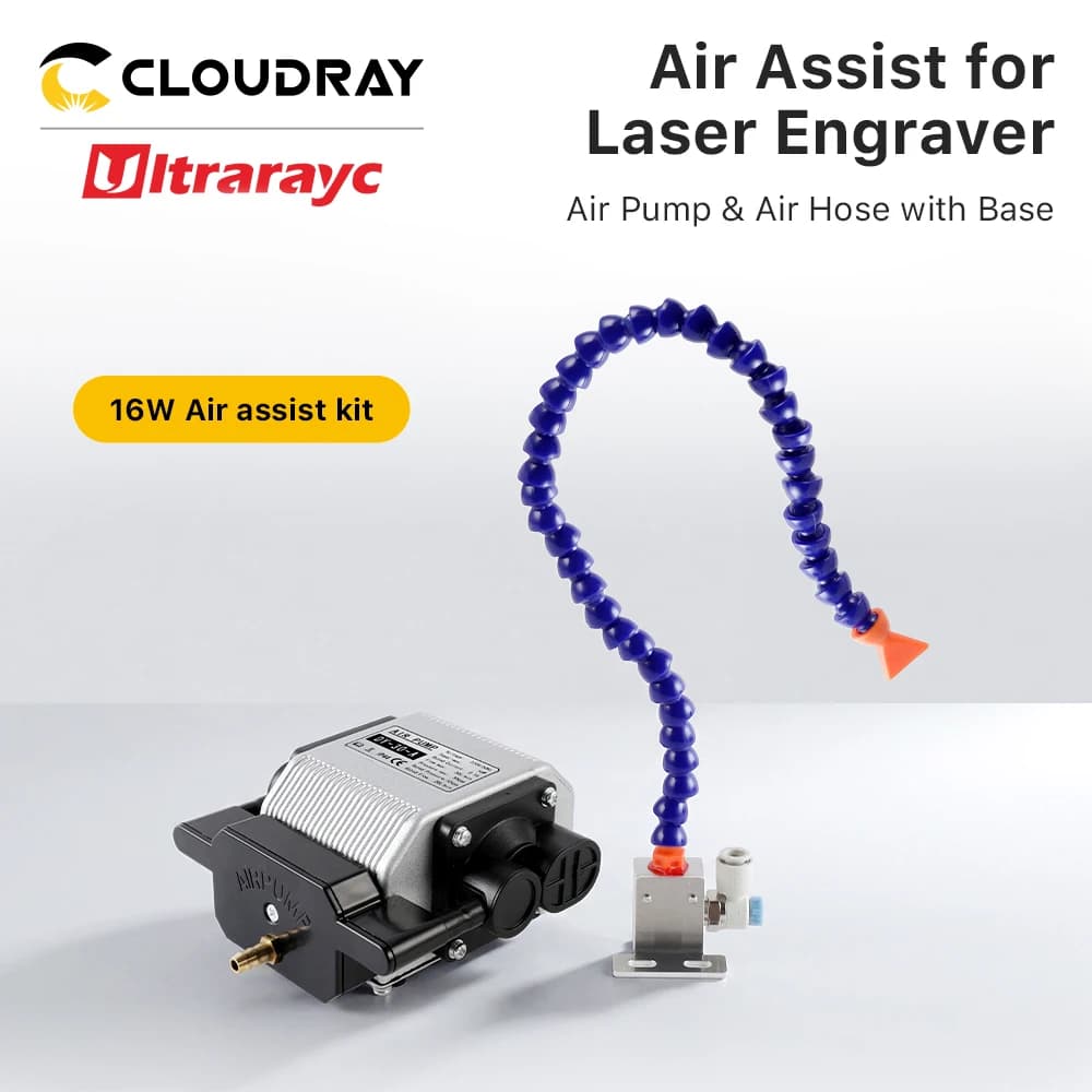 Cloudray 16W Air Assist Compressor Electromagnet Air Pump Lower Noise for Laser Engraver Marking Machine with Adjustable Airflow