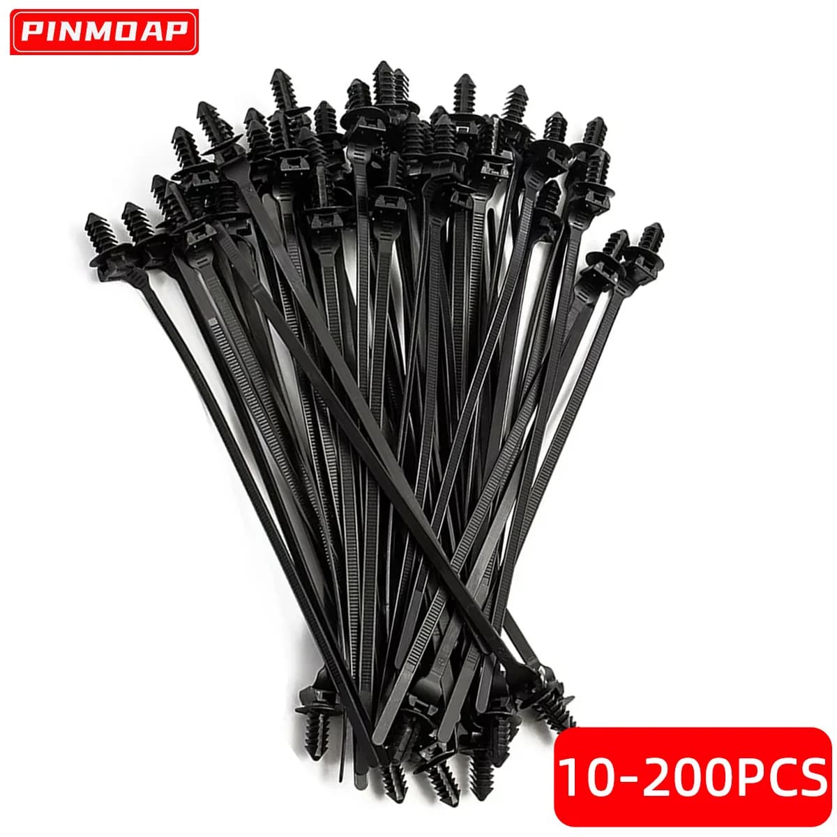 PINMOAP Nylon Nero Auto Fascetta per cavi Push Mount Fascetta per cavi Fermo Clip Morsetto Fascetta per cavi automobilistica Fascette di fissaggio per cavi per auto