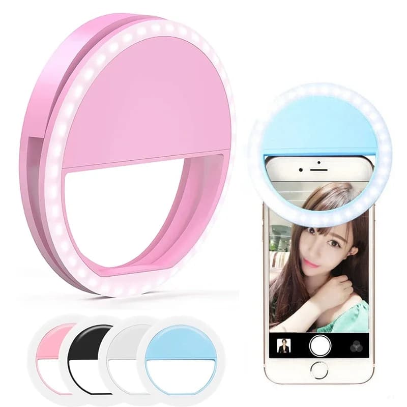 LED Luminous Ring Phone Lens Selfie Light Mini Adjustable Brightness LED Filling Lamp for iPhone Huawei Xiaomi Live Video Lamp for Laptop