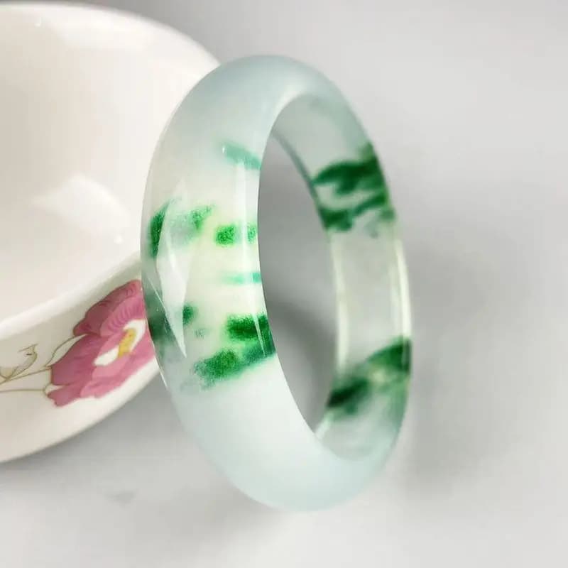 Rigid Bracelets with Floating Flower Jade Bracelet with Ice Seeds for Women Fashionable Tempering Versatile Travel and Vacation Options
