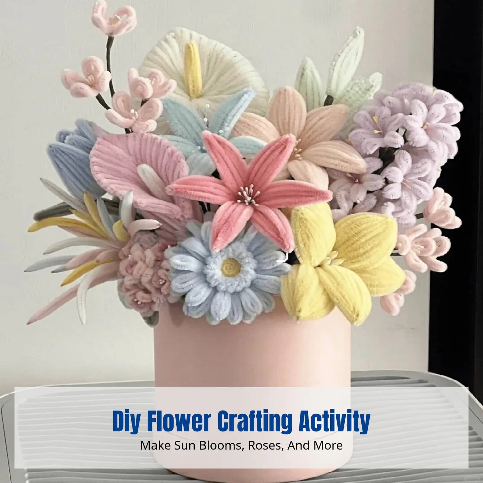 Kit Contenitore per Fiori Fai-da-Te, Composizione Floreale Artigianale 'Sunshine Bloom', Regalo per Amici, Progetto Creativo