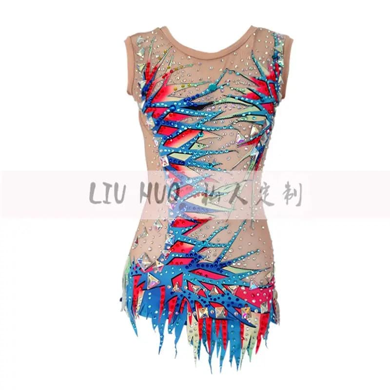 LIUHUO Vestito da Pattinaggio di Figura Donna Ragazza Adolescenti Prestazioni sul Ghiaccio Senza Maniche Ginnastica Ritmica Collant Competizione Body Bambini