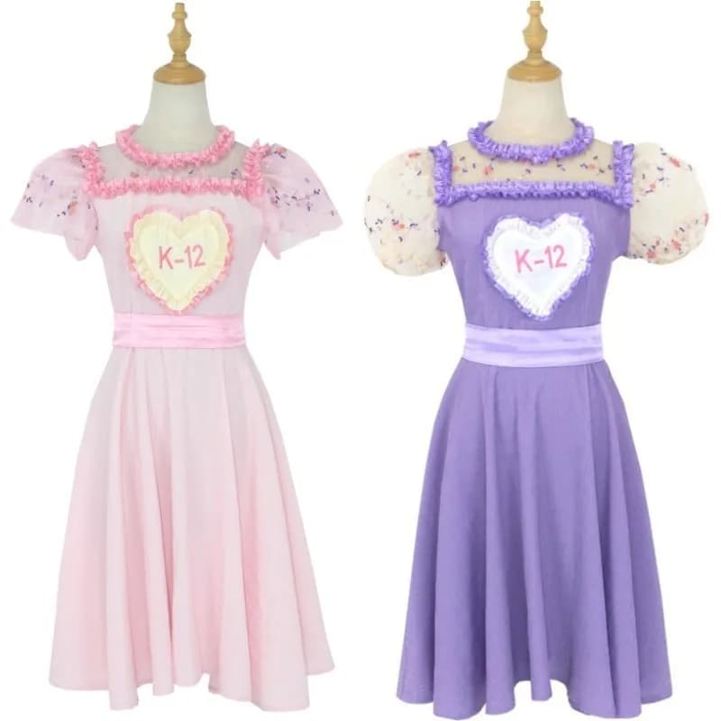 Film K-12 Costume Cosplay Set completo Abito viola rosa Abiti uniformi per le donne Outfit Abiti da festa di carnevale di Halloween Gioco di ruolo