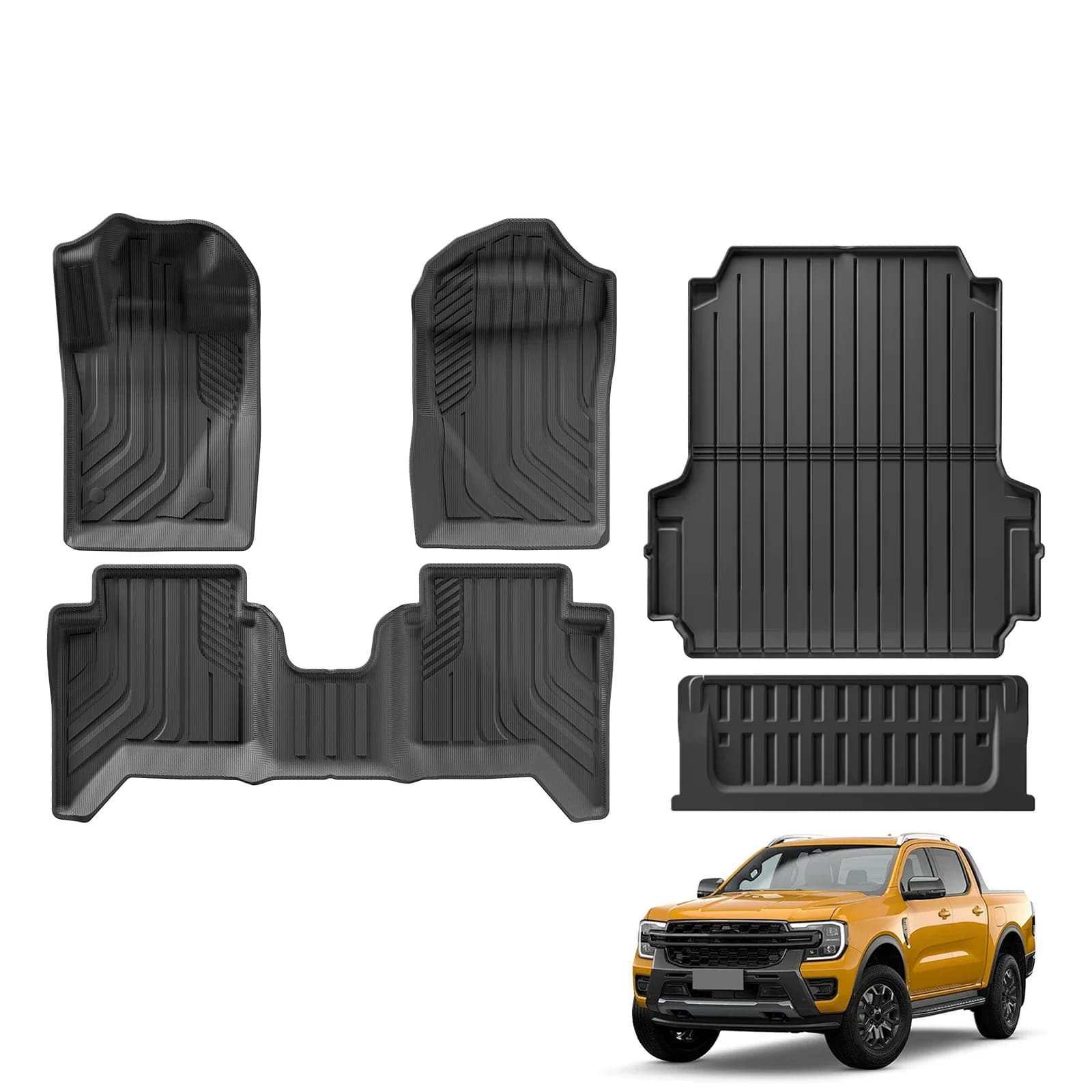 Tappetini per Ford Ranger 2024 2025 Versione USA adatta 5FT 59.6Bed Car Truck Bed Mat Liner Trunk Bed Liner Nero Protezione TPE
