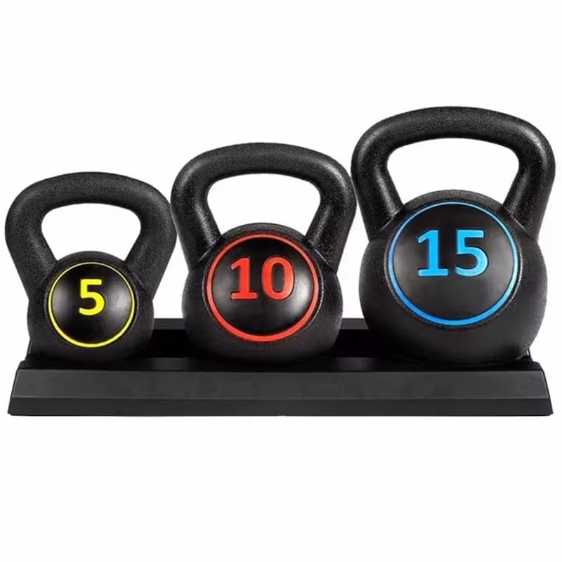 Kettlebell Set in Plastic Effect Convenient Price 5LB/10LB/15LB with Storage Support