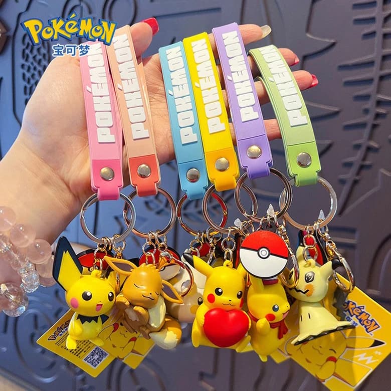 Genuino Pokemon Portachiavi Pikachu Eevee Pichu Mimikyu Togedemaru PVC Anime Action Figure Giocattolo Per Bambini Portachiavi Ciondolo Regalo Di Compleanno