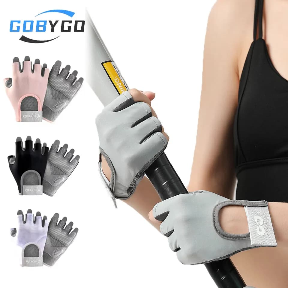 GOBYGO 1 pair of sports gloves for gym, exercise, yoga, wear-resistant, breathable, anti-dry, half finger gloves, anti-slip, shockproof