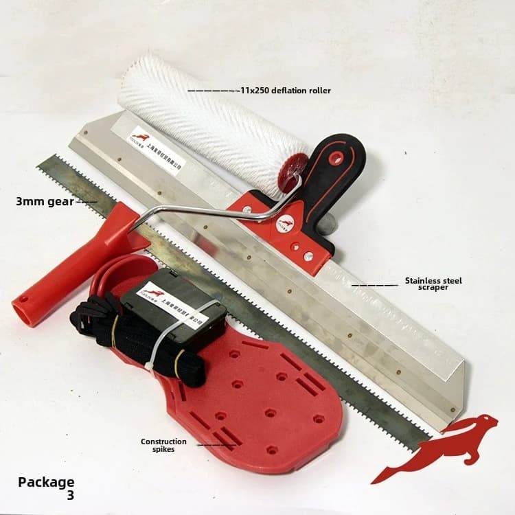 Kit di attrezzi per cemento autolivellante, utensili per pavimenti epossidici, spazzola a rullo, rullo per costruzione del pavimento, scarpe a spillo, rullo a spillo