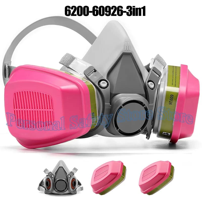 Reusable gas mask for respirator 6200 with filters 60921/60923/60926 for dust mask in chemical epoxy resin with spray paint