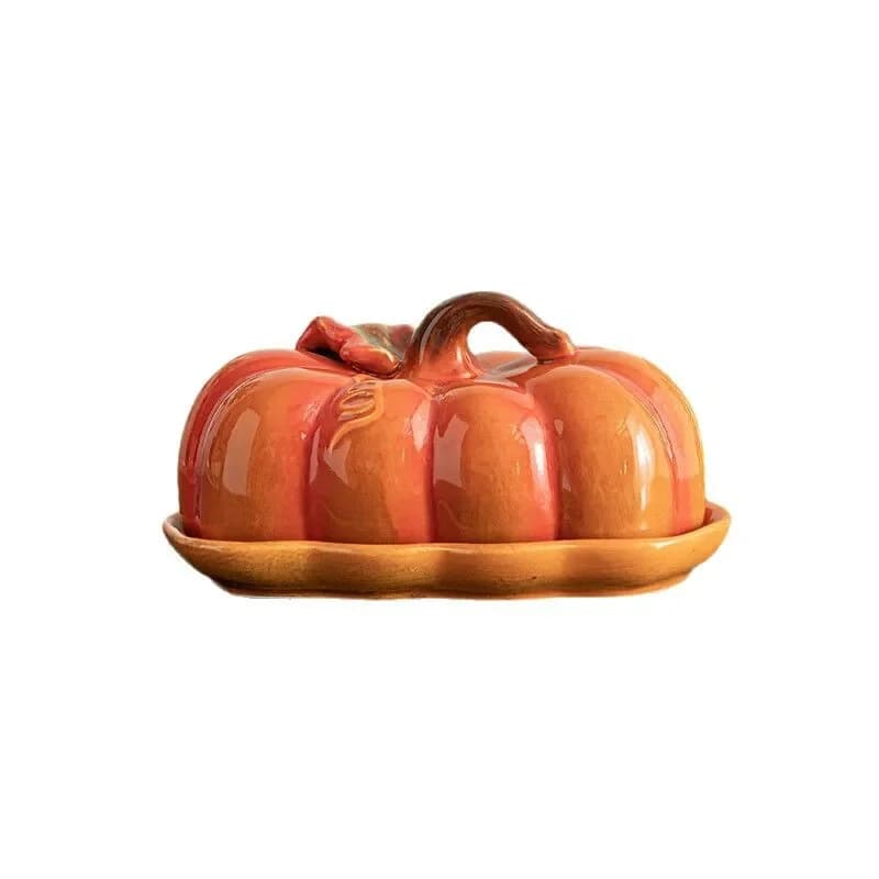 Piatto in ceramica a forma di zucca, pane, torta, frutta secca, caramelle, burro, piatto per bistecca, Halloween