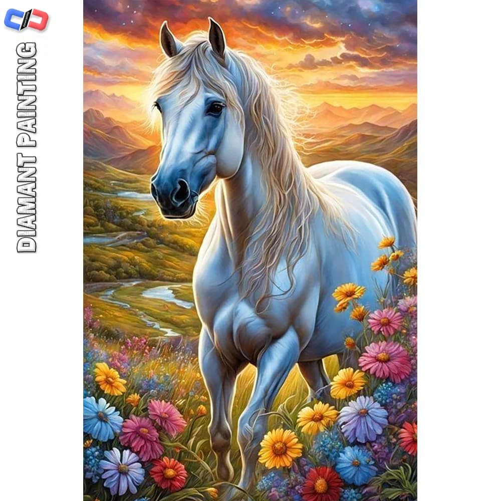 Beginner Friendly DIY Diamond Painting Kit Partial Drill Horse flowers Cute Animal Cartoon - Fun Stress Relief Craft Activity
