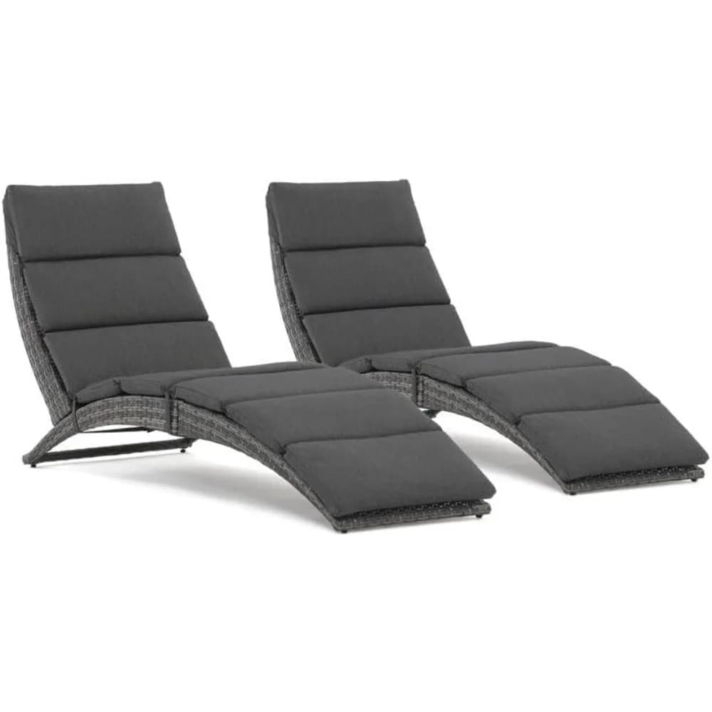 Set di sedie a sdraio da patio, chaise longue regolabile da patio imbottita da 2 pezzi, sedia reclinabile in rattan con rimovibile
