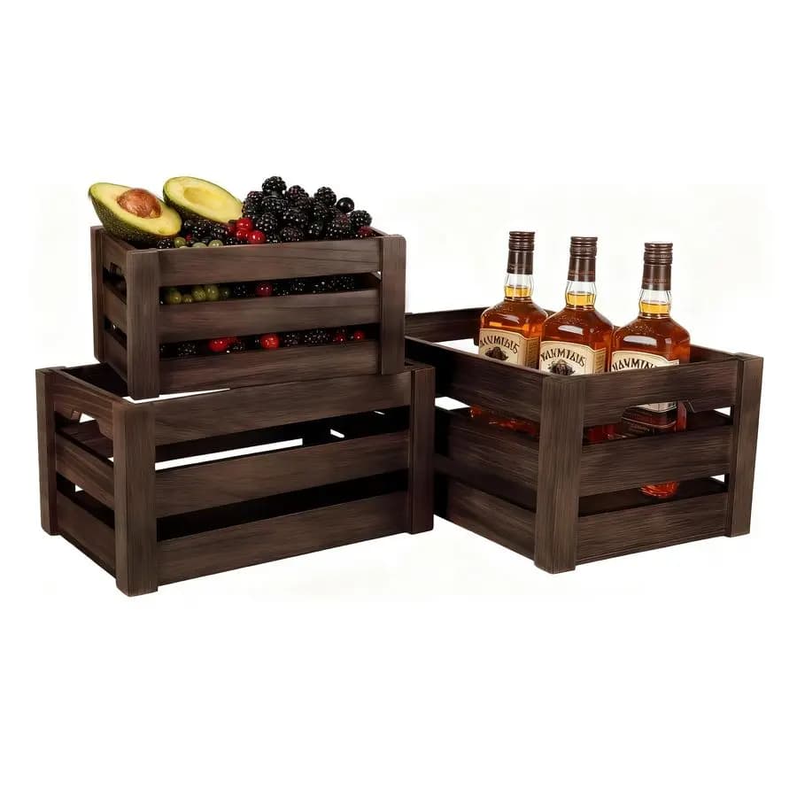 Set of 3 Rustic Wood Drawers for Rustic Furniture, Decorative Boxes for shelves, Worktops and Exhibition on Tables L M S