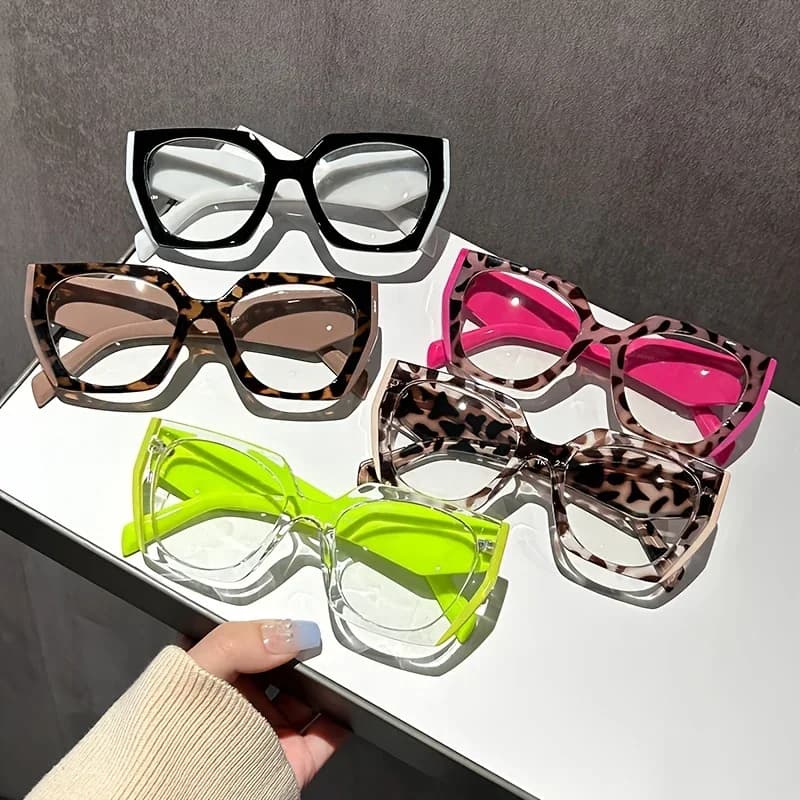 1/2PC-Retro occhiali da sole anti-blu cat eye da donna - design con montatura completa e lenti trasparenti, accessori casualRRR