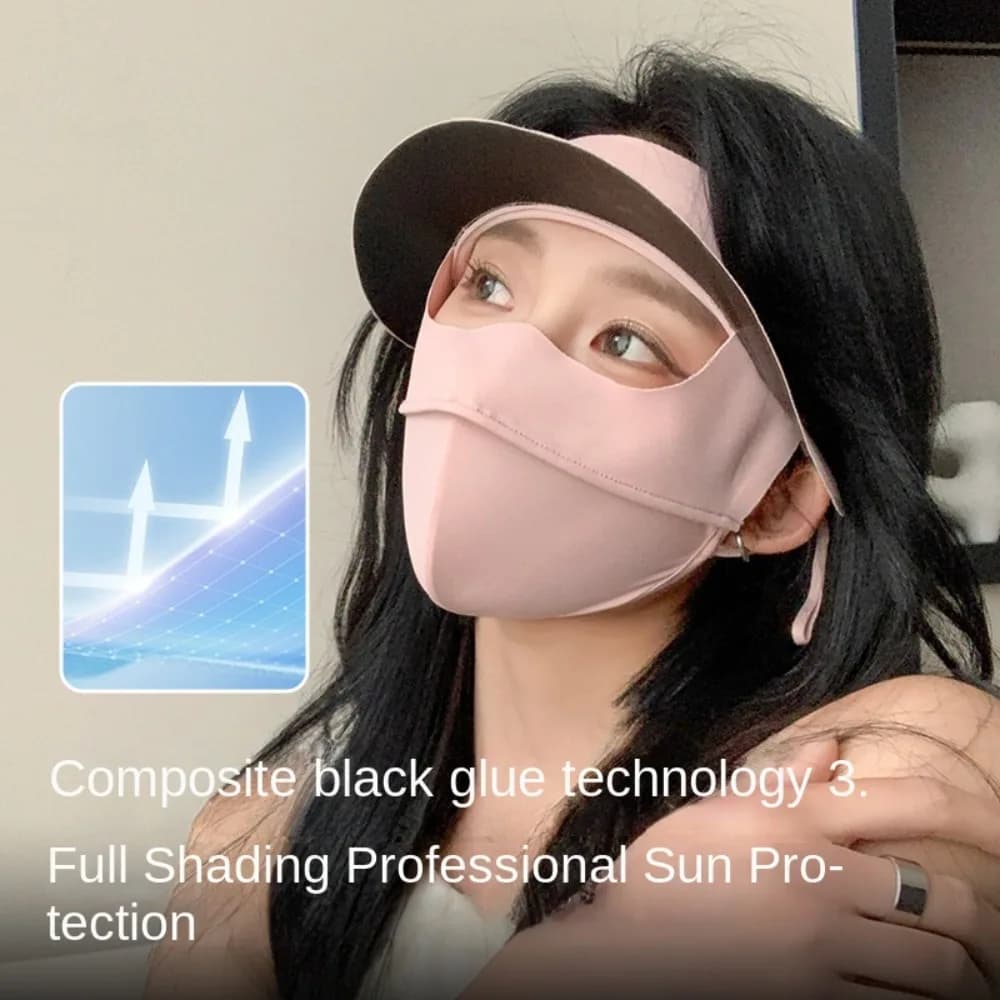Maschera Estiva in Seta Ghiaccio alla Moda, Protezione Solare Integrale 3D Traspirante Anti-UV, Sciarpa Copricollo Antipolvere UPF50+