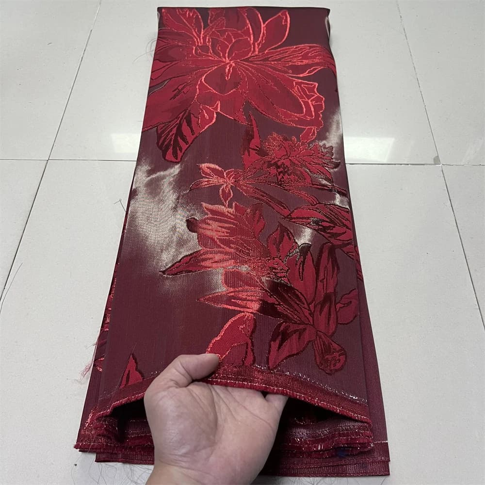 2026 High-Quality African Nigerian Tulle Lace Fabric Organza Embroidery Guipure Brocade Jacquard Wedding Dress Party Gowns 5Yard