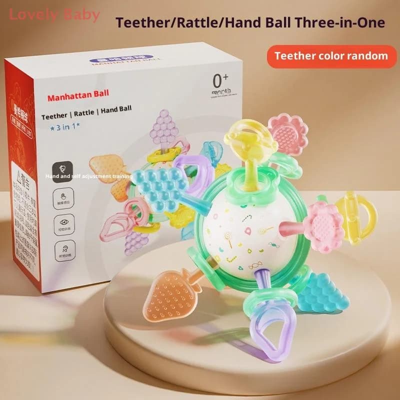 【BBS】1 pz Ragazzo Ragazza Manhattan Massaggiagengive Palla In Silicone Afferrare A Mano Palla Massaggiagengive Per Il Bambino Prima Educazione Puzzle Giocattoli Per Bambini