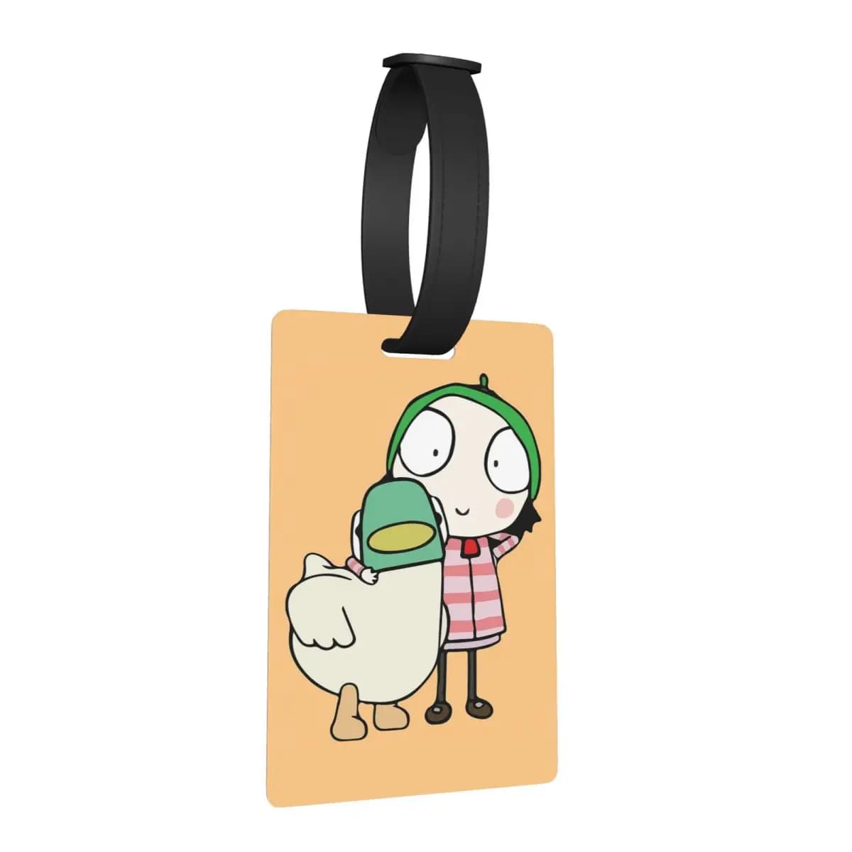 Etichette per bagagli con Sarah e il papero che si divertono, accessori per valigie, etichetta per bagaglio da viaggio, porta etichette, identificativo, nome, indirizzo