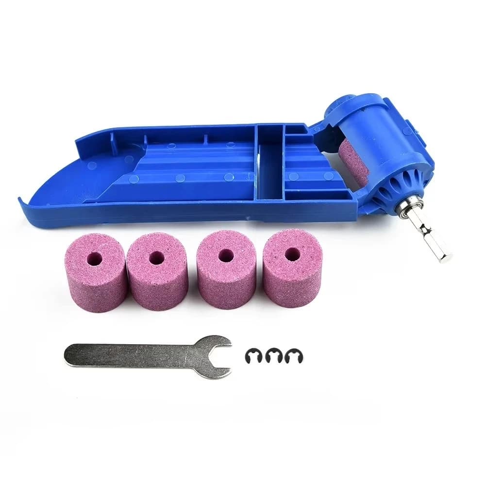 Set portatile per affilare punte da trapano con chiave, mola in corindone, kit di affilatura per trapano per casa e giardino
