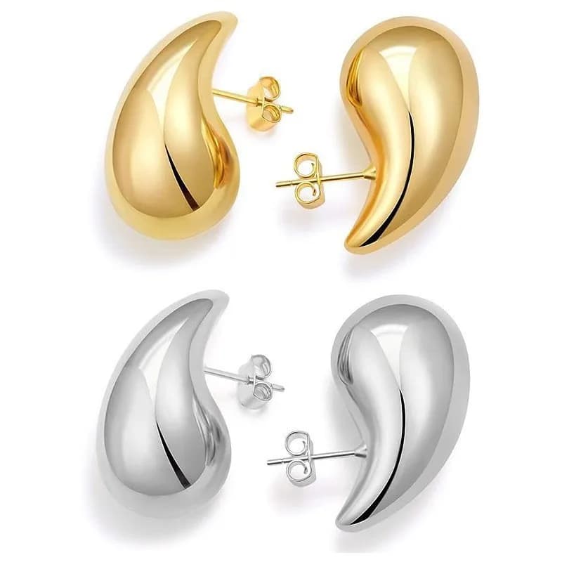 18K Gold Plated Stainless Steel Hollow Drop Earrings European American Style Simple Wind Teardrop Jewelry Accessory New Style