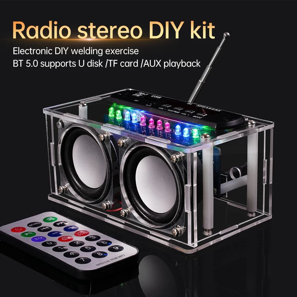 Kit radio FM fai-da-te AMPLIFICATORE 87,5-108 MHz Altoparlante Bluetooth con display dello spettro Parti pratiche di saldatura elettronica incluse