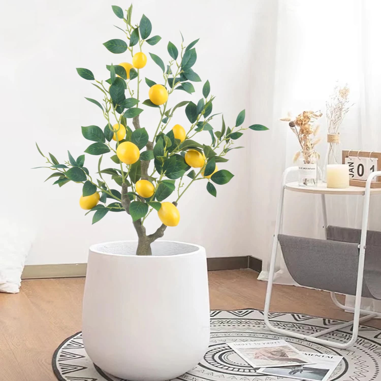 Uflower Artificial Lemon Tree with Vase, Large Plant Finta for Home, Garden, Office, Realistic Tree in Interior and Exterior