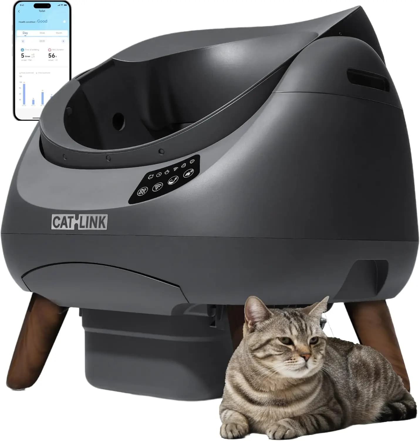 Lettiera per Gatti Autopulente Open-X, WiFi 5G e 2.4G, Lettiera Automatica Sicura Anti-Pizzicamento con Parte Superiore Aperta, Analisi Rifiuti AI