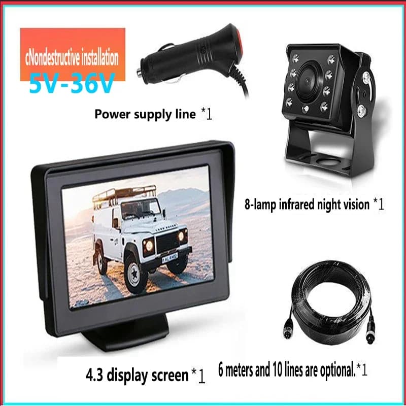 Telecamera posteriore CCD per auto con monitor per rimorchio di parcheggio per camion Telecamera di retromarcia 24V per schermo da 4,3 pollici Installazione semplice