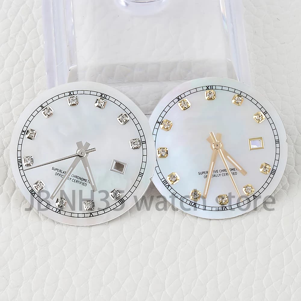 Quadrante NH05 da 25 mm con texture a conchiglia diamantata, strumenti di riparazione per orologi da donna, compatibile con movimento NH05 NH06, adatto per orologi da donna DATEJUST