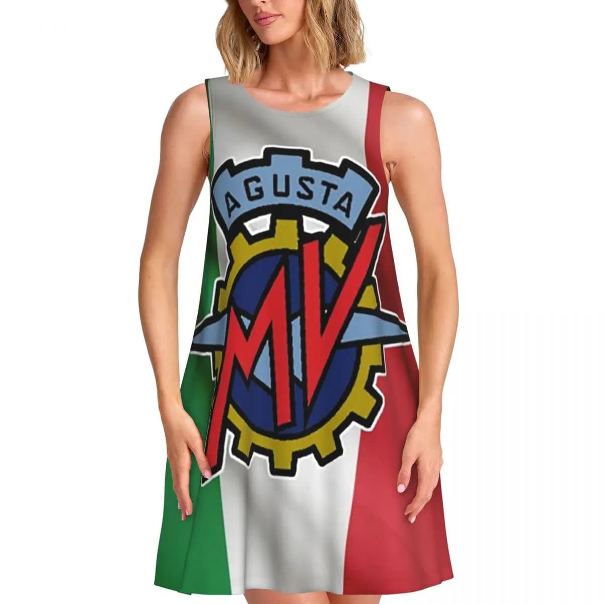 Tappetino per moto MV Agusta, vestito estivo da donna a maniche corte, elegante, senza maniche, girocollo, vestiti larghi per il weekend e le vacanze