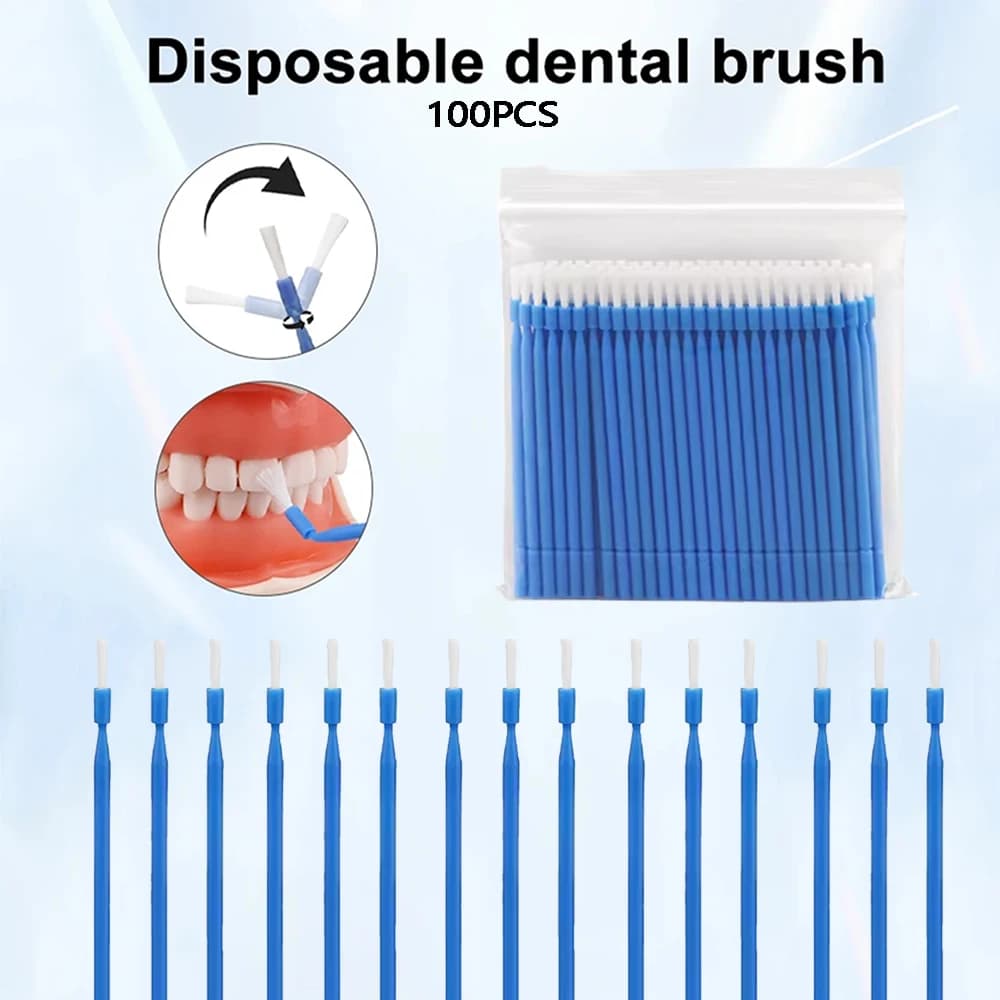 100 Pezzi Micro Spazzole Monouso Dentali, Applicatori Flessibili con Manico Lungo, Strumenti per Sbiancamento Denti e Pulizia Orale