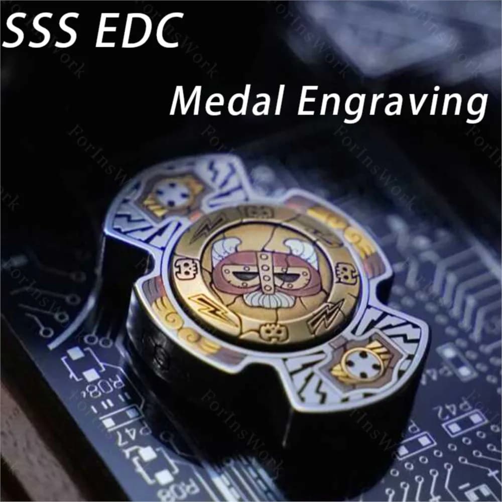 SSS EDC Medaglia in acciaio inossidabile con incisione Fidget Spinner Giocattoli antistress Giocattolo antistress Spinner Fidget