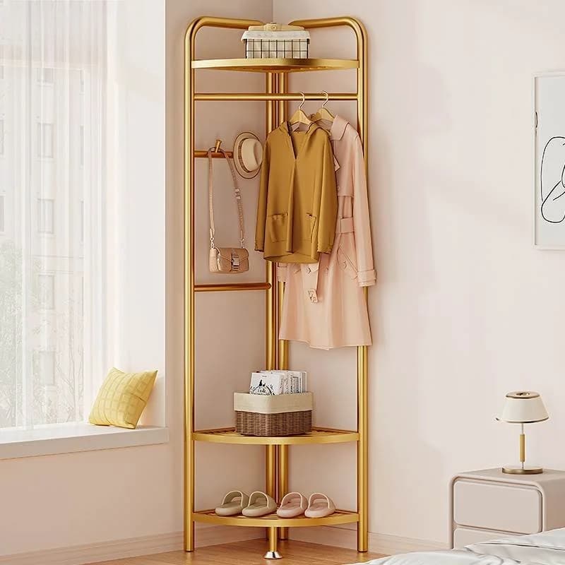 Corner Clothes Hanger Floor Mounted Bedroom Home Use Heavy Du Luxury Simple Indoor Wall Corner Clothes Drng Ra Hat Ra