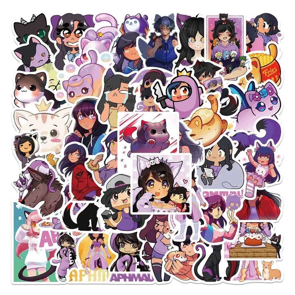 50 Pezzi Adesivi Graffiti Aphmau, Sticker Cartoon alla Moda per Telefono, Computer, Notebook, Cancelleria, Fai-da-Te, Giocattoli, Oggetti Segreti