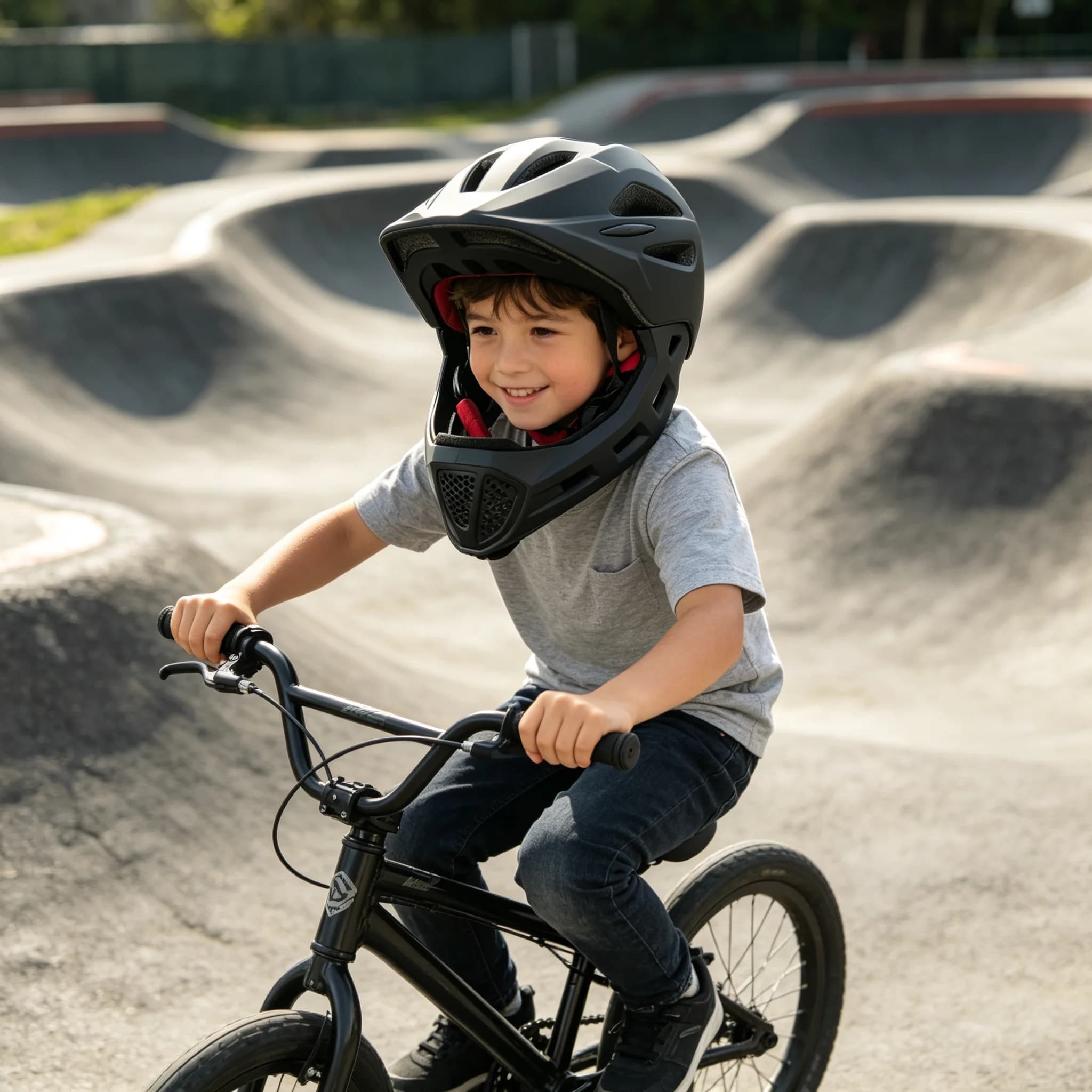 PJT Child Bicycle Helmet MTB Detachable Kids Full Face Helmet for Children Bicycle/Skateboard/Skating Helmet 49-55cm 5+ Years