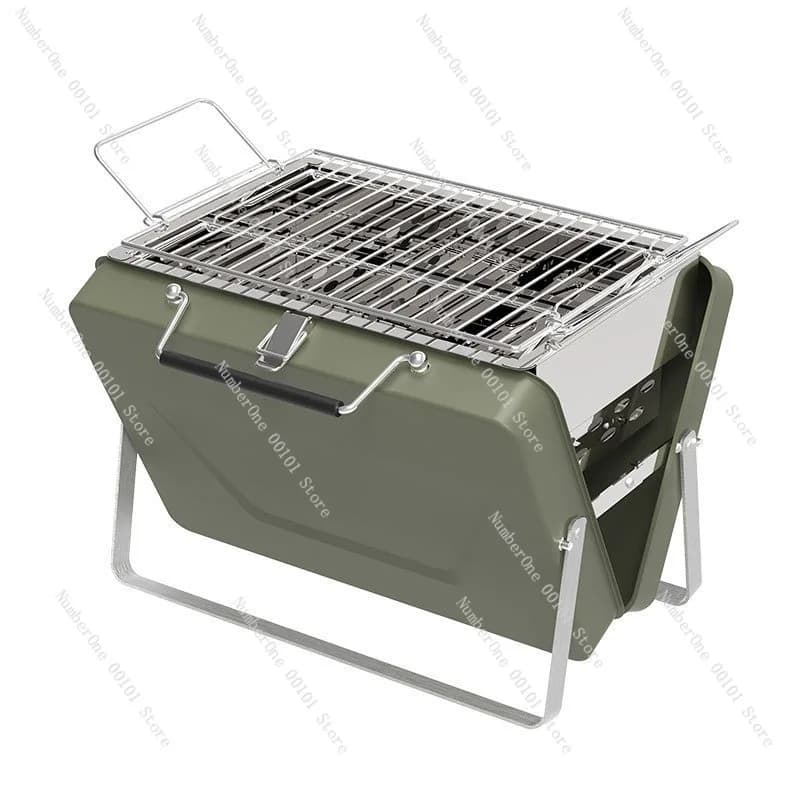 Portable Outdoor Charcoal BBQ Grill Folding Mini Barbecue Stove Complete Set Handheld Picnic Camping Roaster Home Patio Garden