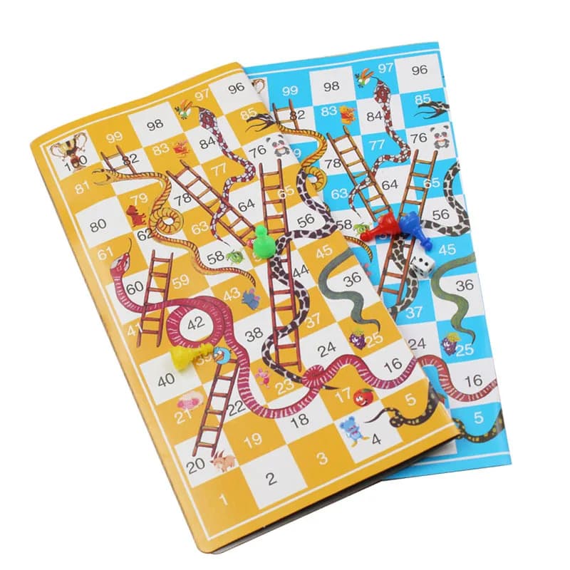 Scala del serpente Giocattoli educativi per bambini Interessante gioco da tavolo Set Gioco da tavolo per famiglie con scacchiera volante portatile