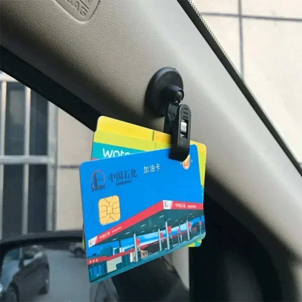 1 Clip Paio for Auto Window, Black Suction Cup Holder Plastic Removable for Sun Curtain, Towel, Ticket